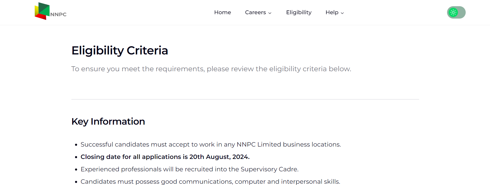 NNPC Recruitment portal